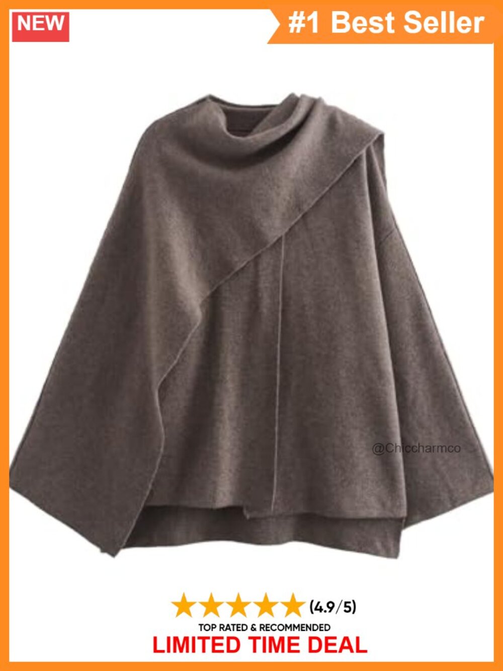 Oversized Knit Scarf Jacket Shawl Wrap Peacoat Cardigan Women's Winter Coat